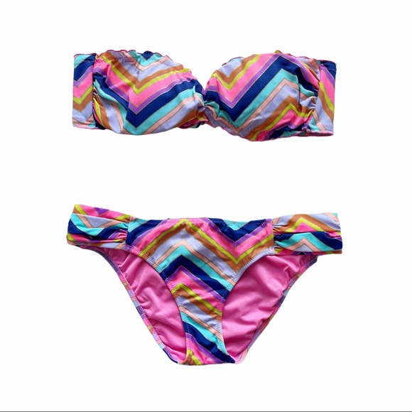 Victoria’s Secret Rainbow Chevron Bandeau Bikini - Picture 2 of 6